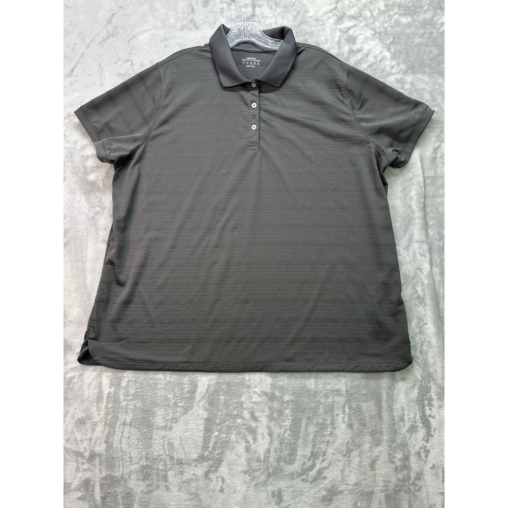 Land's End Polo Women's XXL Short Sleeve Golf Striped Grey Casual Workwear 2XL